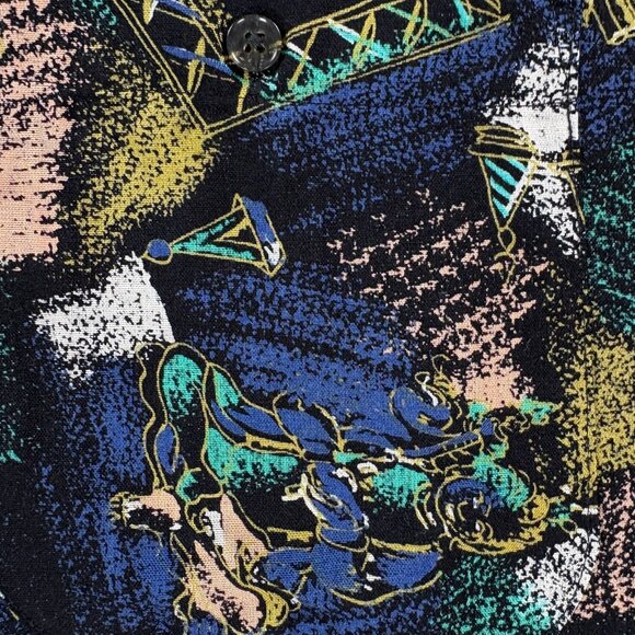 Bon Homme Shirt Men M Rayon USA Made Abstract Pattern 90s Vintage Button Up Rare - Picture 9 of 14